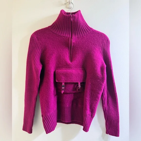 Moda International Magenta Cowl Neck Wool Sweater - Picture 1 of 4